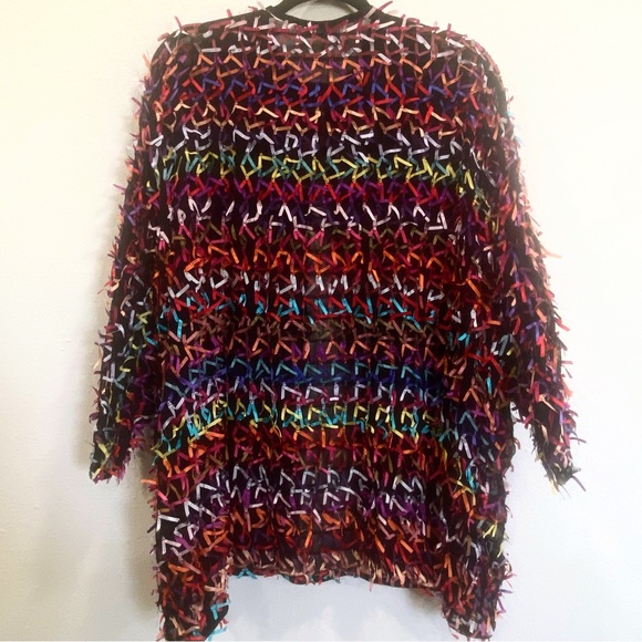 Vintage Oscar De La Renta Colorful Confetti Batwing Jacket RARE - Picture 2 of 5